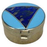 Silver White Metal and Enamel Pillbox. 25 g.