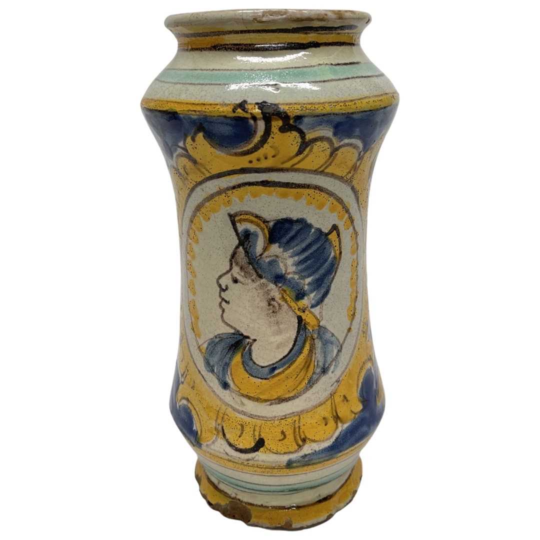 17th Century Polychrome Majolica Albarello Drug Jar