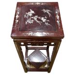 Chinese Wooden Table with Mother of Pearl Bird Decoration
