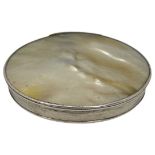 Georgian Silver Mounted Mother of Pearl Snuff Box. Probably Early 19th Century