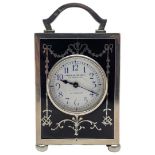 William Comyns Silver and Tortoiseshell Travelling Clock. London 1902