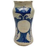 18th Century Glazed Pottery Medicine Jar with Falcon Decoration