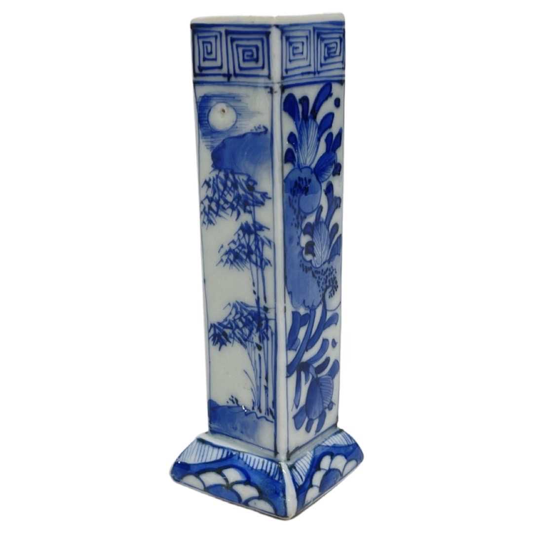 An 18th Century Blue and White Chinese Square Stem Vase