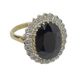 9ct Yellow Gold Sapphire and Diamond Cluster Ring, 5.2 grams