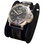 A Panerai Luminor GMT Stainless Steel, Calendar Wrist Watch with 72 Hour Power Reserve
