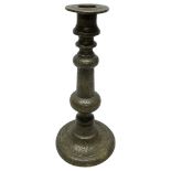 Qajar Brass Candlestick with Engraved Decoration