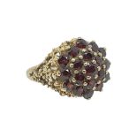 9ct Gold and Garnet Cluster Ring, 5.7 grams