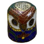 Cloisonne Thimble Modelled as an Owl