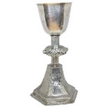 Early Silver Chalice. 292 g. Unmarked. Probably Continental and 17th Century