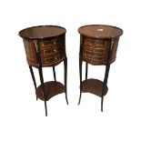 Pair of Circular Veneered Beechwood Bedside Tables