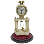 An Early 20th Century French "Swinging Maiden" Brass and Alabaster Mantle Time Piece.