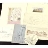 Folder of Assorted Drawings etc to include J C Buckler; H Bright; R B Scott and R Dixon