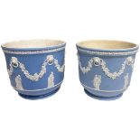 Pair of Wedgwood Blue Jasperware Jardinieres