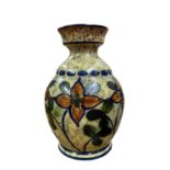 Upsala Ekeby Swedish Studio Pottery Vase Decorated with Flowers
