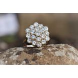 18 ct Gold and Platinum Diamond Cluster Ring