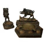 A Standing Black Forest Style Bear Ashtray and Matchbox Holder