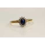 18ct Gold Sapphire and Diamond Cluster Ring