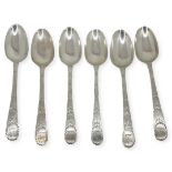 Rare 6 Georgian Bright Cut Teaspoons with Incuse Mark. 90 g. London 1784-1786, Thomas Northcote