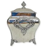 Fine Edwardian Silver Tea Caddy. 313 g. Sheffield 1912, Walker and Hall