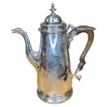 Georgian Silver Crested Coffee Pot. 785 g. London 1750, Thomas Whipham