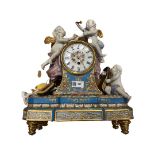 A Sevres Style Porcelain Clock with Angel Figures