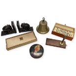 Mixed Lot. Greyhound Interest, Unused Harry Walton Playing Cards, Brass Bell, Elephant Book Ends, Li