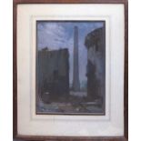 LEONARD RUSSELL SQUIRRELL R.W.S, (BRITISH, 1893-1947) "The Chimney Stack, Moonlight (Ipswich Docks)"