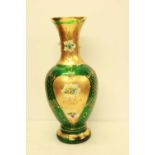 A Bohemian Green Glass Vase with Gilding