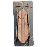 Early 20th century iron and wood Toboggan