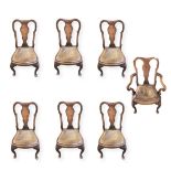 A Set of 8 Leather Seated 8 Splat Back Dining Chairs,