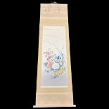 Modern Chinese Scroll of Flowers in Wooden Presentation Box