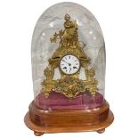 A Late 19th Century French Gilt Brass Figural Mantle Clock HRY Mark - Paris