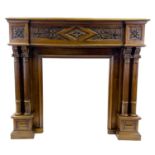 "ANTIQUE CARVED WOOD FIREPLACE MANTEL "