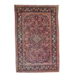 BURGUNDY GROUND KASHAN RUG IN FLORAL DESIGN