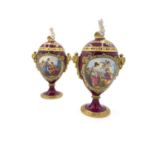 PAIR OF ANTIQUE VIENNA PORCELAIN VASES