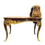 A FINE ANTIQUE 19TH CENTURY WOOD AND BRONZE INLAID DESK, FRENCH OR RUSSIAN