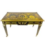 A 19TH CENTURY BRASS INLAID FRENCH BOULLE STYLE DESK