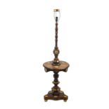 MAHOGANY LAMP STANDARD DECORATED WITH SEVRES STYLE PORCELAIN PLAQUES