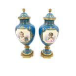 PAIR OF 19TH CENTURY FRENCH SEVRES STYLE SKY BLUE VASES