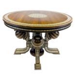 ALBERTO PINTO STYLE SYRIAN MOTHER OF PEARL AND BONE INLAID ROUND CENTRE/DINING TABLE