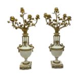 PAIR OF FRENCH MARBLE AND GILT-BRONZE LOUIS XVI STYLE CANDELABRA