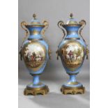 LARGE PAIR OF FRENCH SEVRES STYLE VASES