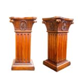 PAIR OF CARVED WOOD PEDESTALS WITH SECRET COMPARTMENT