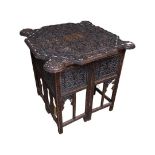 Finely Square Carved Indian Folding Table.