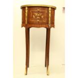 Small Veneered Brass Mounted Oval 3 Drawer Side Table