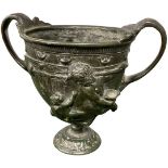 An Unusual Mythically Decorated Bronze 2 Handled Cup