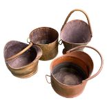 Four Copper & Brass 19th Century Coal Buckets