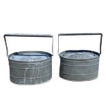 Pair of Galvanised Metal Buckets with Inserts 38cm