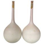 A Pair of Oriental Single Stem Bulbous Vases