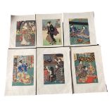 A Group of Six Late 19th Century Japanese Woodblock Prints